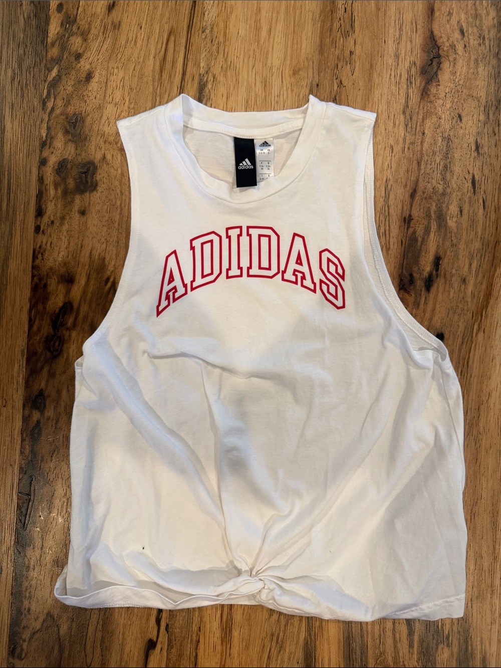 adidas White Sleeveless Tank with Red Logo